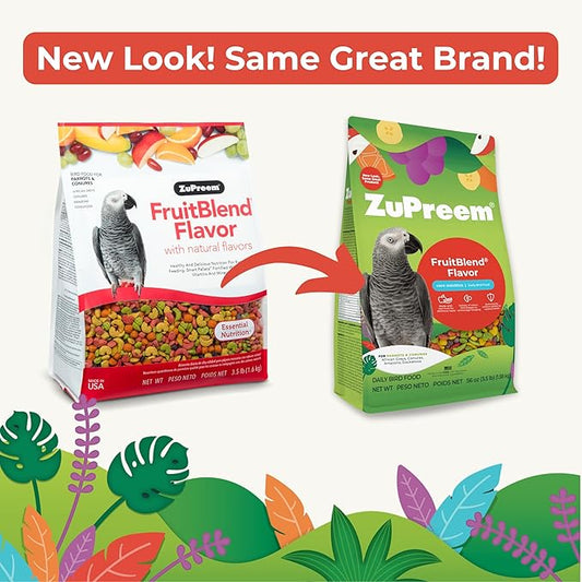 ZuPreem FruitBlend Parrot Pellets - Vitamin Fortified Large Bird Food for Parrots, Conures, African Greys, Caiques, Senegals, Amazons, Eclectus, and Small Cockatoos, 2 lb (Pack of 2)