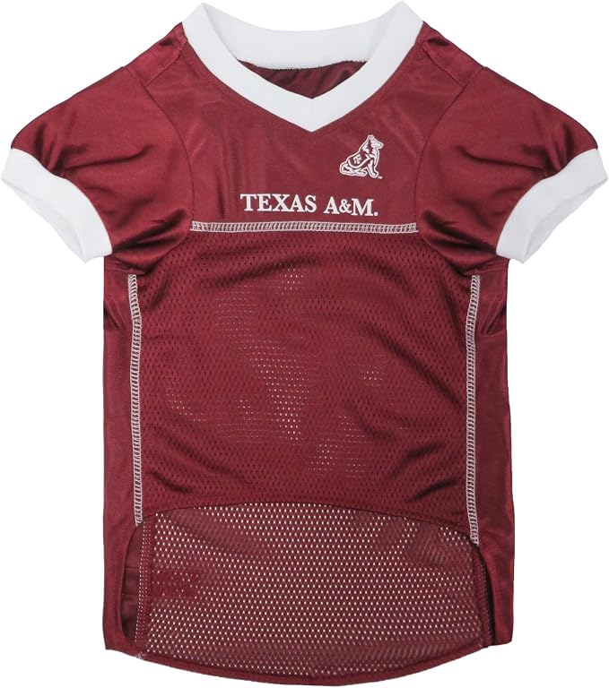 Pets First NCAA College Texas A&M Aggies Mesh Jersey for DOGS & CATS, X-Small.Licensed Dog Jersey with your Favorite Football/Basketball College Team