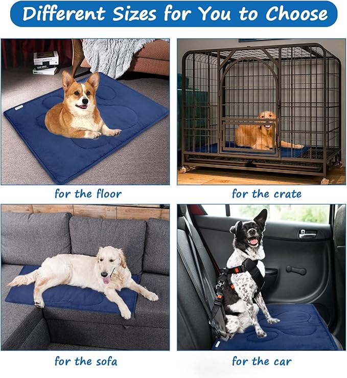 Coldwind Dog Crate Pad(23"x 36"),Washable Crate Mat with Anti-Slip Bottom, Dog Mats for Sleeping, Breathable Kennel Pad,Dark Colored to Hide Stains, Navy