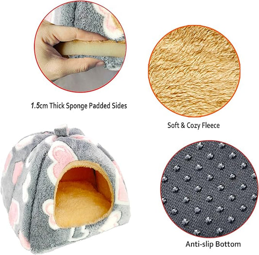 Guinea Pig Bed, Guinea Pig Warm Hideout House Accessories Cozy Bed for Small Animals Hamsters Chinchillas Dwarf Bunnies Hedgehogs. M, Greyheart