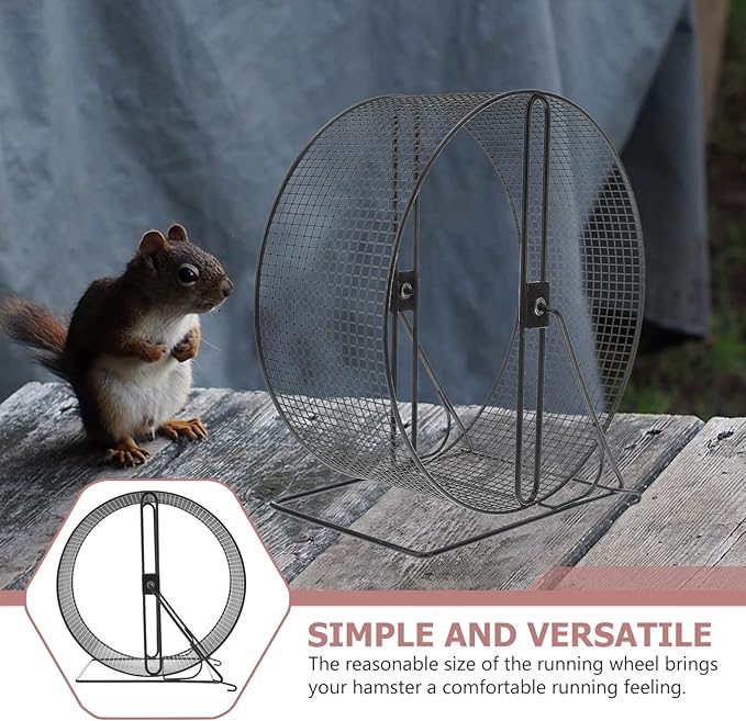 Mikikit Silent Hamster Running Wheel with Rack 11.02X10.23X5.90In Small Animal Exercise Toy for Hedgehogs Squirrels and Guinea Pigs Indoor Fitness