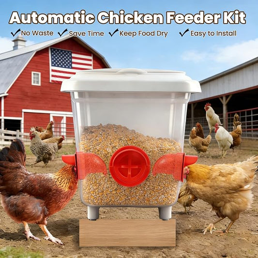 8-Pack DIY Automatic Chicken Feeder Ports, No Waste Poultry Feeder Kit for Buckets & Bins, Waterproof Feeding Cups for Chickens Ducks & Other Poultry, with Hole Opener Tool