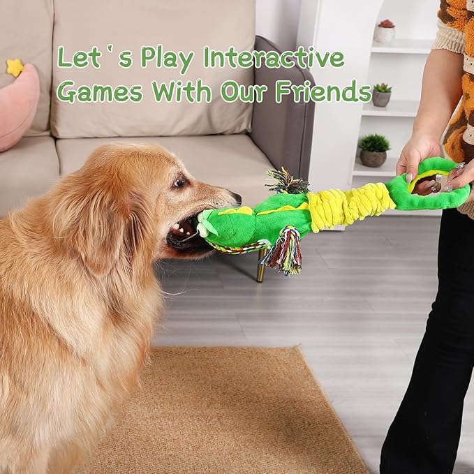 YINEYA Tough Dog Toys for Aggressive Chewers, Interactive Tug of War Dog Toy to Keep Them Busy, Dog's Squeak Toys for Large Dogs, Dogs Chew Toy for Teething