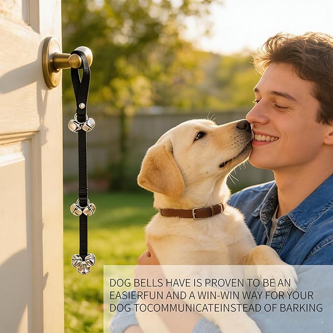 TJE Dog Doorbells Puppy Potty Training Tool Adjustable Rope with 6 Loud Bells Easy to Hang on Door Handles for Small Medium Dogs (Yellow)