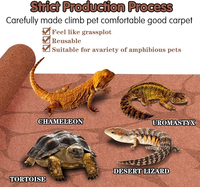 Reptile Carpet 40 Gallon 2 Pack for Bearded Dragon Tank Accessories,Enclosure Terrarium Liner Bedding Mat for Lizard,Gecko,Snake,Chameleons,Tortoise with Tweezers Feeding Tong(36 * 18in)
