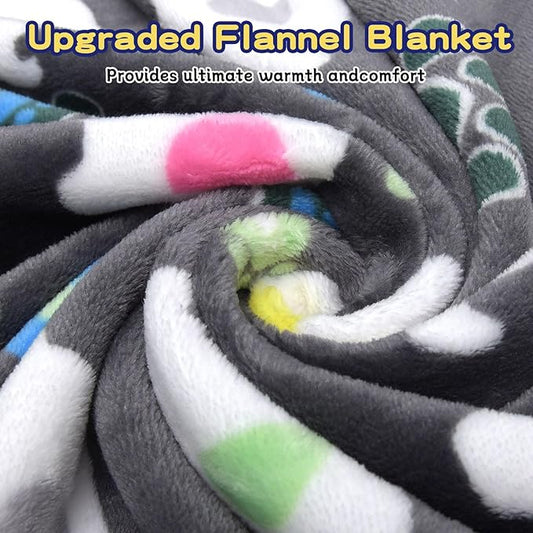 Rezutan Dog Blanket for Medium Dogs 1 Pack 3 Premium Soft Cat Puppy Blankets, 31x24 inch, with Flannel Cute Elephant & Paw Print for Small Kitten,Grey