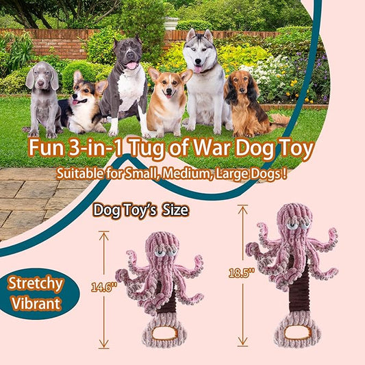 YZHDUXIU Squeaky Dog Toys, Octopus Dog Toy Interactive Tug of War Puppy Toy to Keep Them Busy(Purple)