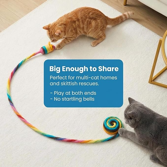 Glaciart One Felt Mouse Cat Toy β Soft Fuzzy Enrichment 100% Natural Wool - Interactive Catnip Play Cat Toy Set - Safe for Pets, Non-AZO Colored Dyes - 100β Long