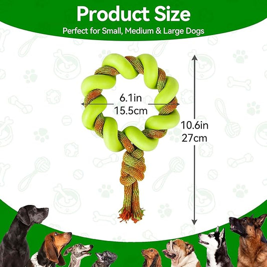 ALL FOR PAWS 6.1" Dog Ring Toy, Tug of War Dog Toy with TPR Foam & Rope, Interactive Dog Toys for Fetch, Training & Outdoor Play, Dog Toys for Small, Medium & Large Dogs