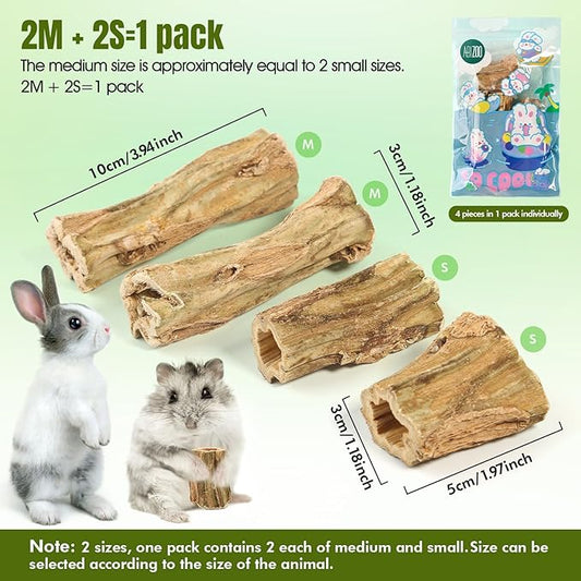 Abizoo Rabbit chew Toys for Bunnies,4 Pcs Natural Papaya Wood Chew Sticks Bunny Chews for Teeth Chinchilla Guinea Pig Hamster Gerbil Degu Small Animals to Keep Busy Molar Treats Toys