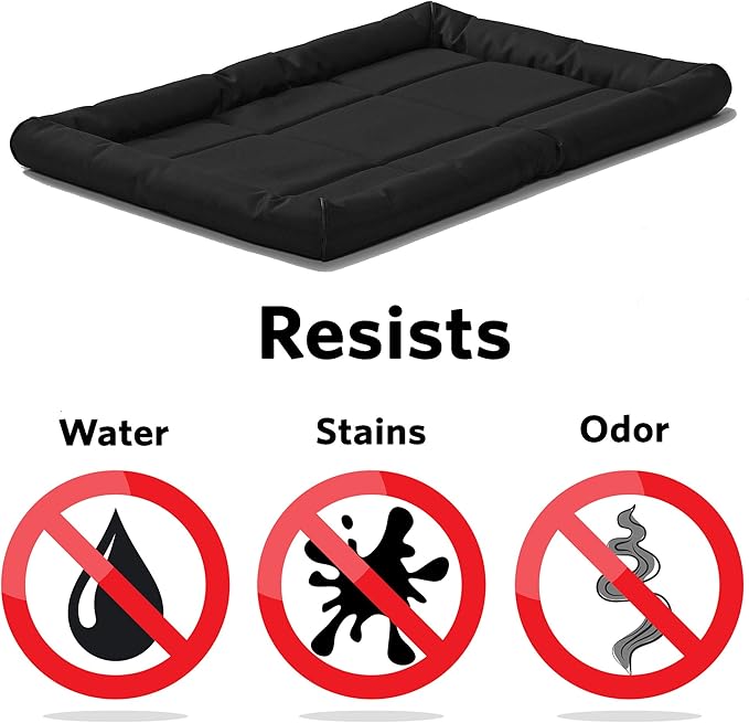 MidWest Homes for Pets Small QuietTime MAXX Ultra-Rugged Dog Bed, Water & Odor Resistant, Bolstered Edge, Non-Slip Bottom, Fits 24-inch Crates, Black