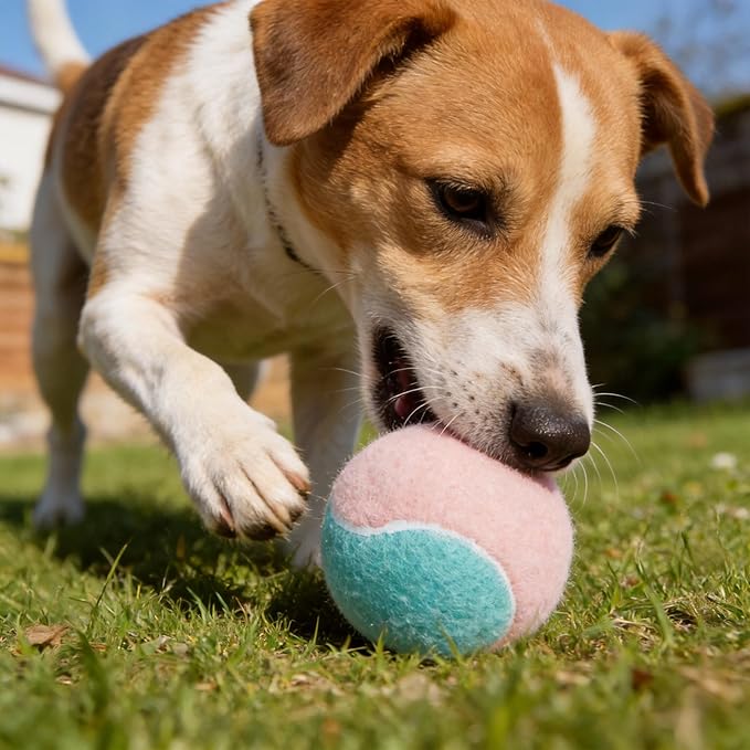 3-Pack Tennis Ball Dog Toys with Squeaker, Interactive Fetch Play for Pets 40 lbs and Over ,Training Balls for Indoor & Outdoor Exercise, 3.28-inch (Pink Blue, 12PCS)
