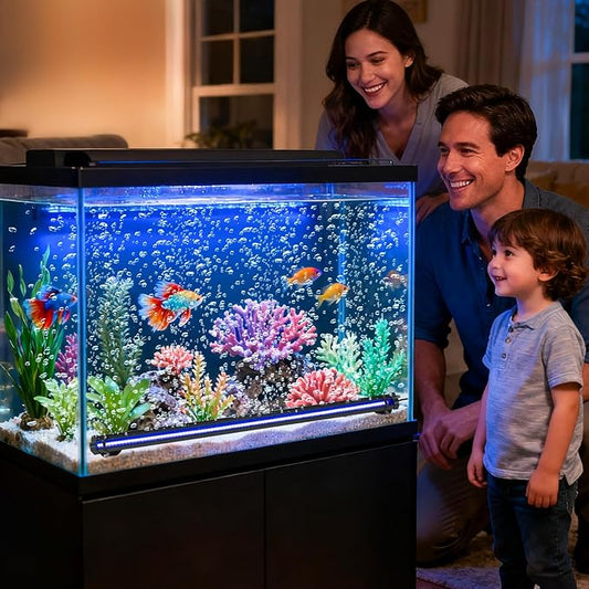 Submersible Bubble Aquarium Light:RGB Aquarium Light with Remote Control Oxygenator for Saltwater Coral Growth - 9 Inch Waterproof Fish Tank Light Designed for Aquarium Breeders