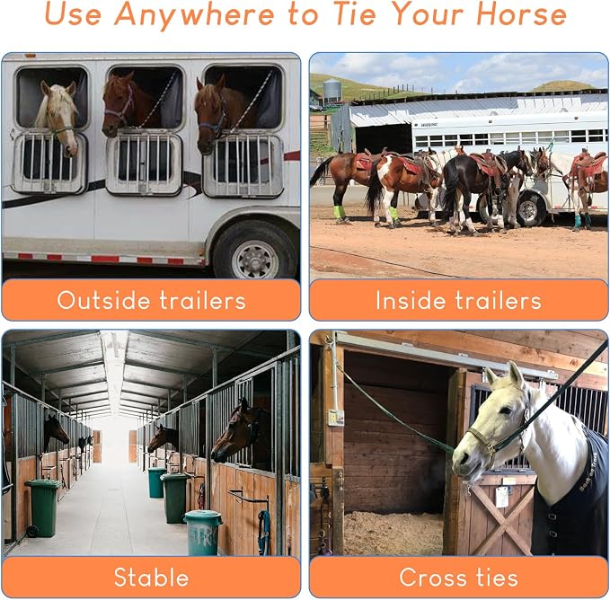 Horse Tie Ring, Upgraded 4 Sets Horse Tack and Supplies, 304 Stainless Steel Safe Horse Accessories Training Equipment with Eye Bolt and Snaps Saddle | Supports horse pulling back, Adjustable for different setups, Protects horse and handler