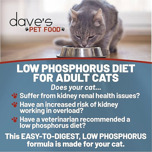 Dave's Pet Food Kidney Support for Cats (Chicken & Chicken Liver in Broth) - Low Phosphorus & Low Protein Wet Cat Food for Renal Health - No Prescription Needed - 3 oz (Case of 12)