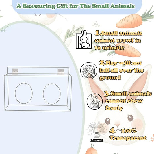 Xymoso Acrylic Rabbit Hay Feeder with Lid,Guinea Pig Hay Rack Holder Chinchilla Cage Accessories for Rabbits Guinea Pigs Bunny