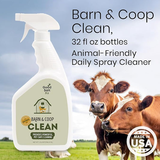 Good Salt Pet Barn & Coop Clean, Natural Pet-Friendly Daily Spray Cleaner, Made in the USA, 32 Ounce Bottle, 2-Pack
