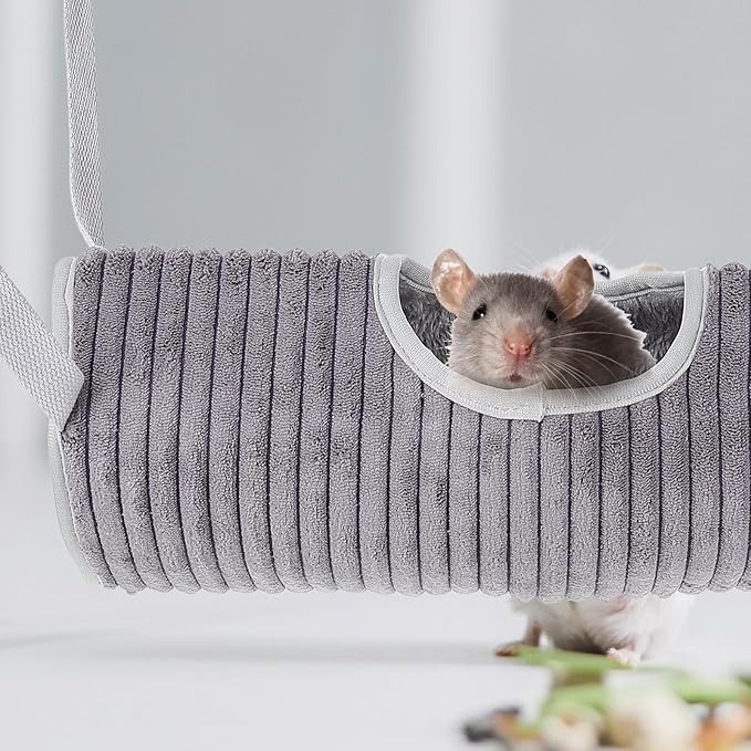 Gadpiparty Ferret Hanging Nest and Small Animal Hammock Gray Tunnel Comfortable Pet Supply for Hamsters Squirrels and Ferrets Cage Accessory