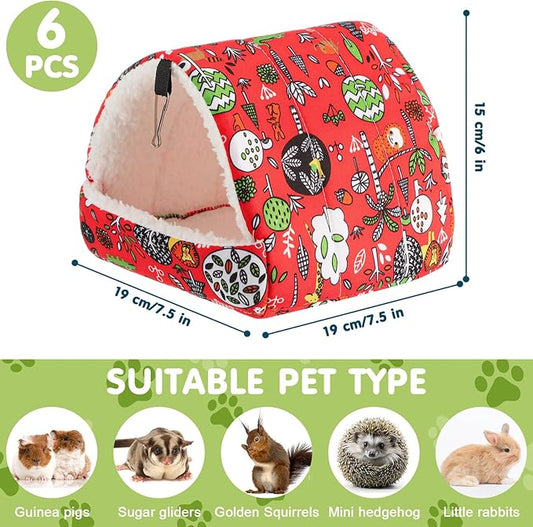 AceOrbit 6 Pcs Guinea Pig Hideout Small Tunnel 7.5 Inch Washable Hamster Bed Animal Cage Accessories for Chinchilla Rabbit Hedgehogs Ferrets to Digging Chewing(Light Color,Simple Patterns)