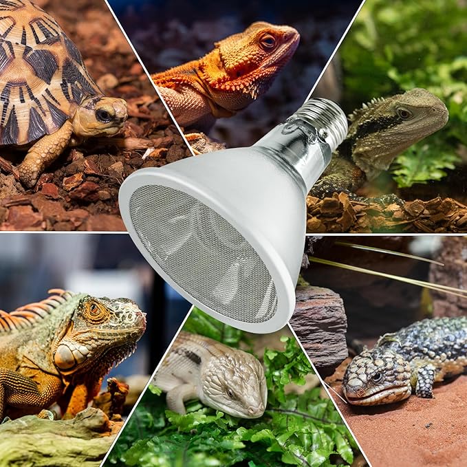 REPTI ZOO Reptile Basking Heat Lamp Bulb, 80W Splashproof Energy Saving Deep Heater Non-Luminous Carbon Infrared Heat Bulb for Reptile Amphibians