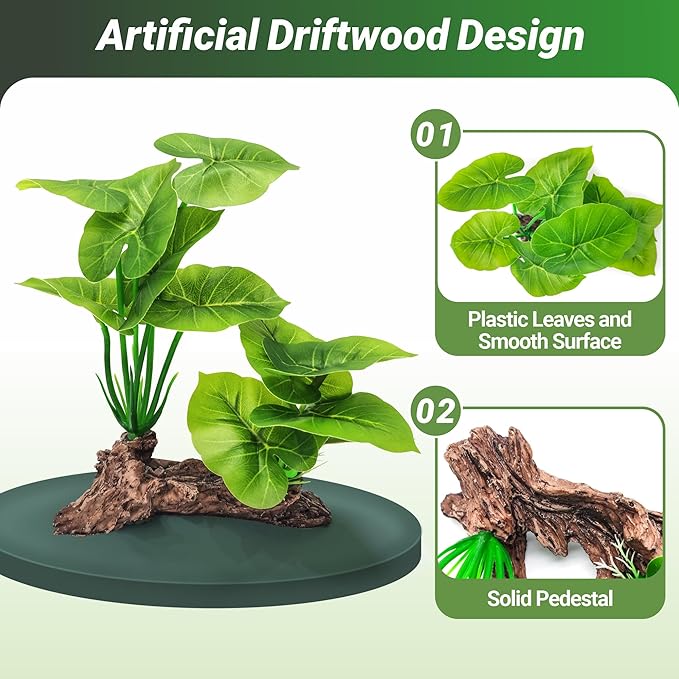 GOZILLA Fish Tank Plants, Reptile Artificial Plastic Plants, Reptile Plants for Terrarium, Aquarium Decorations Resin Pedestal Ornaments for Fish Tank Accessories Set.(5PCS/A-Set)