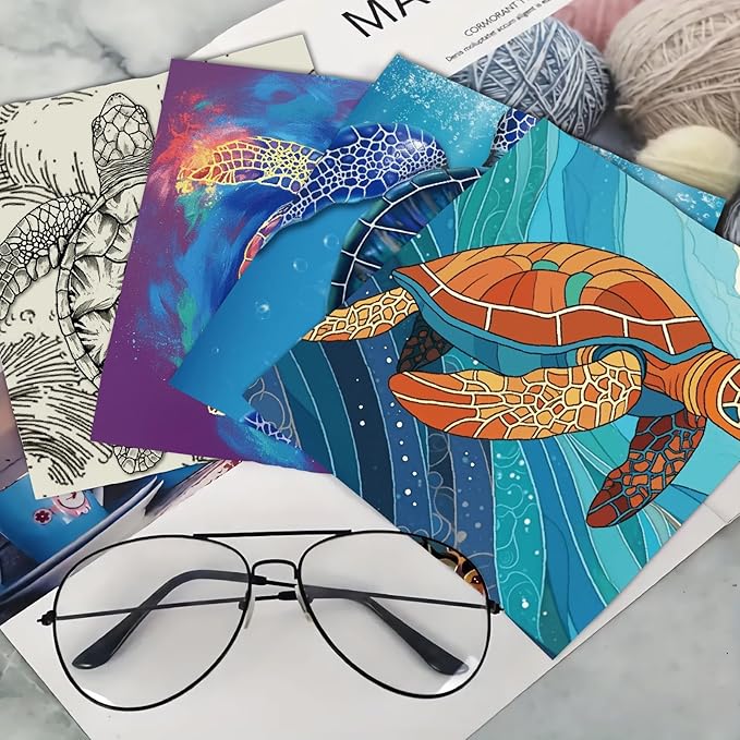 CREATCABIN 6Pcs Glasses Cleaning Cloth Microfiber Cleaning Cloths for Eyeglasses Reusable Multicolor Turtle Glasses Cleaner Wipes for Sunglasses Camera Lens Laptops Screens Cell Phone 6x6Inch