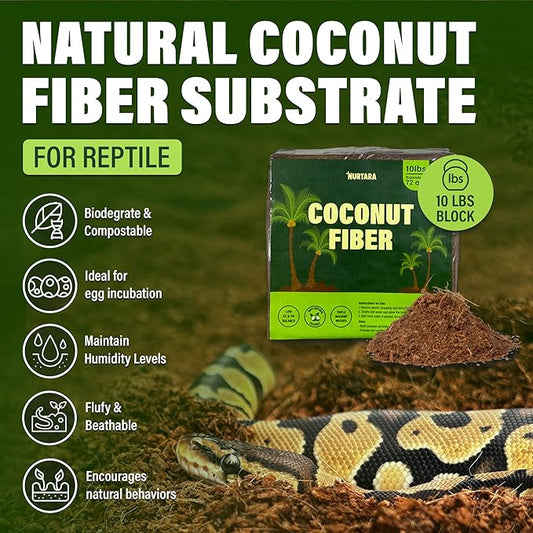 10 Lbs Coconut Fiber Substrate for Reptile Terrarium & Garden Use | Organic Compressed Coconut Coir, Garden Soil Substitute | Terrarium Bedding for Reptile, Snake