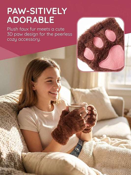 OTPEH Cat Paws Gloves Fingerless Bear Furry Paw Cute Hand Gear Cosplay Costume Accessories