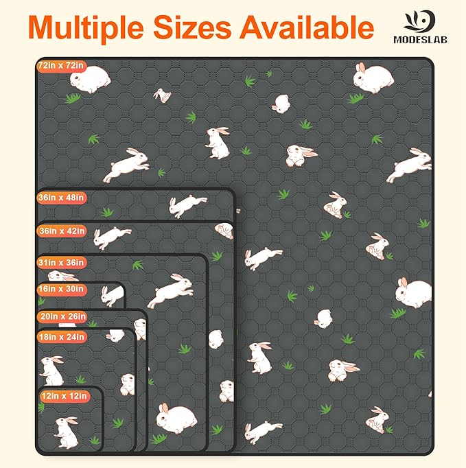 2-Pack Guinea Pig Cage Liner, 36in x 48in Fast Absorption Washable Bedding Pee Pads for Dogs Puppy Rabbit Small Animal Cage Mat, Leakproof & Non-Slip