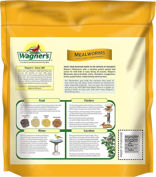 Wagner's 58005 Mealworms Wild Bird Food, 18-Ounce Bag (Pack of 2)