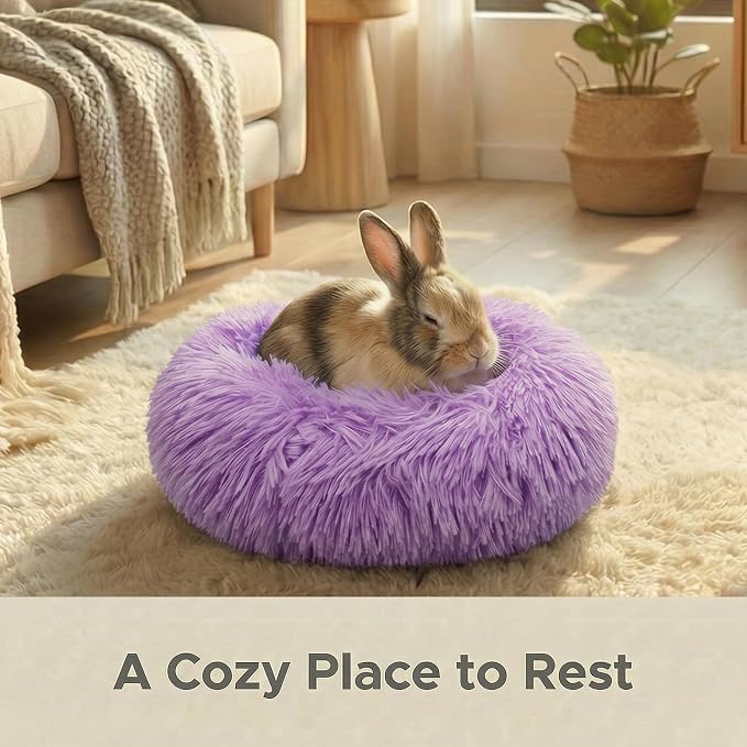 Guinea Pig Bed 11.8 Inch for Small Animal,Washable Small Animal Beds,Hideout Soft & Comfortable Donut Bed for Dwarf Rabbits/Hamster/Hedgehog/Ferrets,Purple