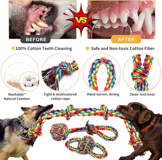 XLMYS Dog Toys for Aggressive Chewers 13 Pack,Indestructible Tug of War Toys for Small, Medium, Large Dog Breeds, Teeth Cleaning Chew Toys Pet Interactive Rope Toys