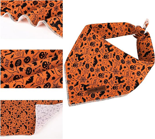 Lionet Paws Halloween Dog Bandana,Fabric Black Bat Dogs Kerchief for Small Medium Dogs,Dog Cotton Triangle Bibs Scarf for Girl Boy