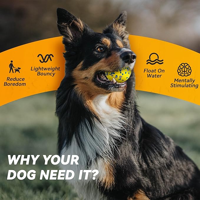 FUSOTO 4Pcs Dog Balls, Tennis Balls for Dog Aggressive Chewers, for Large Medium Small Puppy, Training Catch&Fetch, Water Floats Toys, Yellow