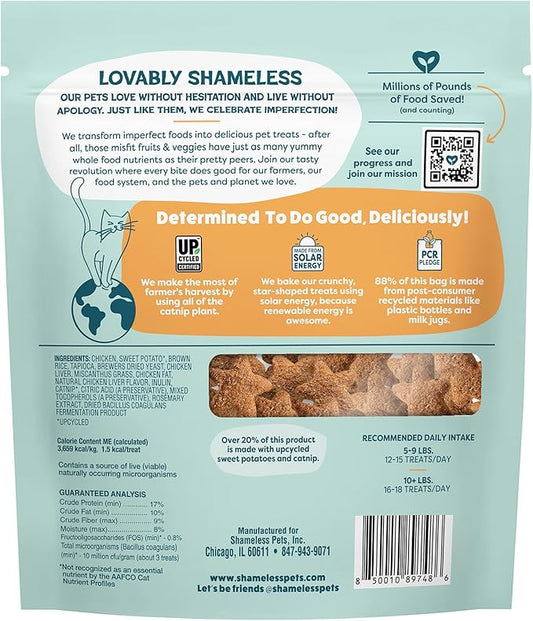 Shameless Pets Crunchy Cat Treats - Catnip Treats for Cats with Digestive Support, Kitten Treats with Real Ingredients, Natural & Healthy Flavored Feline Snacks - Catnip N Chill Chicken Liver, 12 oz
