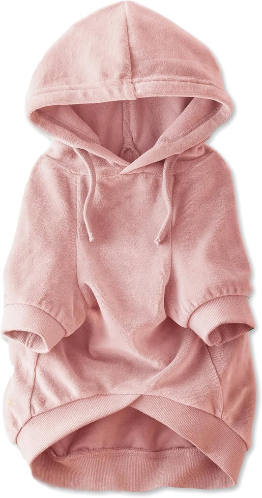 Pet Passion Cooper II Organic Cotton Velour Dog Hoodie Pet Coat for Small, Medium and Large Dogs, Pink, XXX-Small (up to 5lbs)