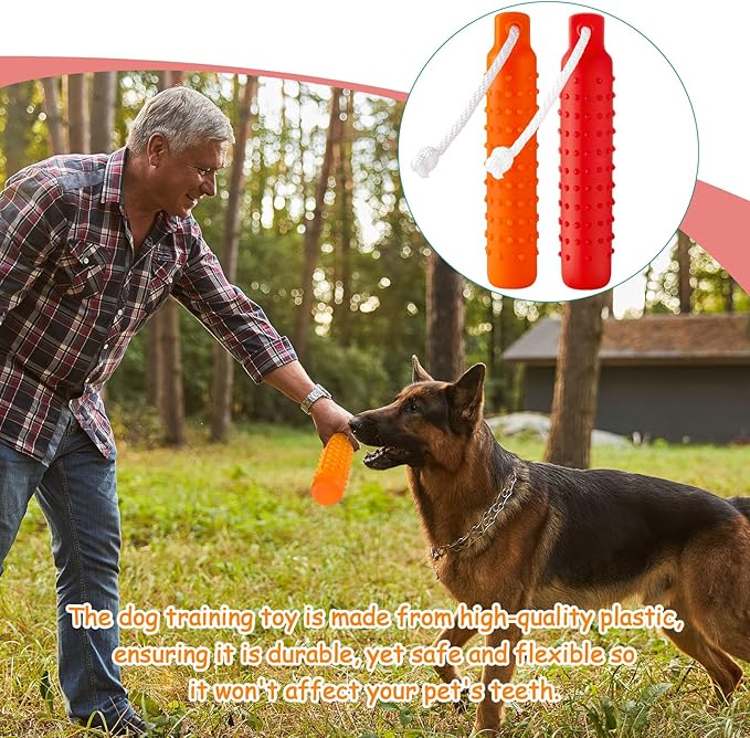 Blueweenly 4 Pcs Dog Bumper Toy for Water Retrieving Plastic Puppy Training Dummy Dog Float Toy Lightweight for Float on The Water Pool Outdoor Training Hunting Fetching (Red and Orange)