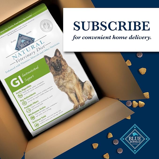 Blue Buffalo Natural Veterinary Diet GI Gastrointestinal Support Dry Dog Food, Veterinarian's Prescription Required, Chicken, 22-lb Bag