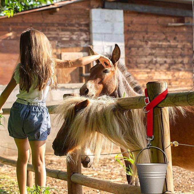10 Pieces Horse Bucket Straps for Horse Stalls Adjustable Bucket Strap Nylon Horse Trailer Ties Horse Hanging Strap for Water Bucket Horse, Hay Nets, Water Buckets, Horse Outdoor Feeders