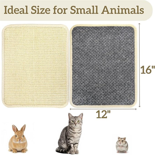 Pumtus 4 Pcs Rabbit Scratch Mat, 16 x 12 in Natural Sisal Bunny Scratching Pad, Rabbit Claws Teeth Care Resting Rug, Animal Chew Toy Forage Cage Accessories for Grinding, Biting, Sleeping, Nesting