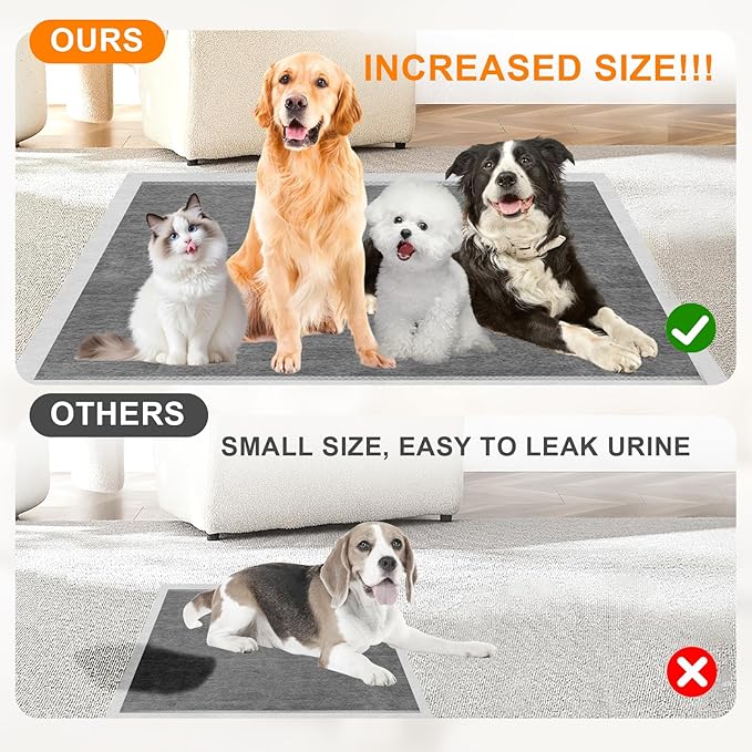Charcoal Puppy Pads 55"×31", Ultra-Large Carbon Pee Pads for Dogs 100Count, Odor-Control Dog Pee Pads, 6-Layer Dog Training Pads, Ultra-Absorbent & Quick-Dry Black Puppy Pads