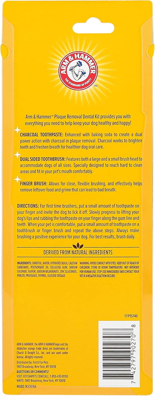 Arm & Hammer for Pets Dog Dental Care Fresh Breath Kit | Includes Arm & Hammer Baking Soda Dog Toothpaste and Dog Toothbrush | Dog Plaque Removal Kit, Mint