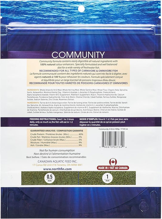 Northfin Fish Food Community Formula Slow Sinking Pellets (0.5mm 500g)