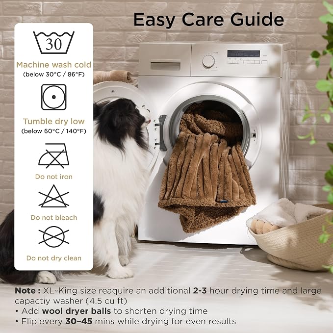 Bedsure ComfyFleece™ Waterproof Dog Blankets for Medium Dogs - Soft Puppy Cat Blanket Corduroy Fleece Washable, Cozy Calming Reversible Furniture Protection for Pet Kitten Doggy,30"x40", Camel Brown