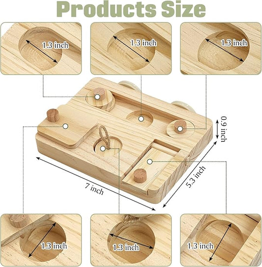 BNOSDM Wooden Bird Foraging Toys with Enrichment Puzzle for Training & Chewing Natural Wood Stand Platform Feeder Cage Accessoriesfor Small and Medium Parrots, Parakeets, Cockatiels, Sun Conures
