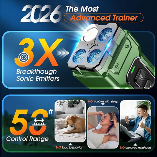 Dog Bark Deterrent Devices, Anti Barking Device 3X Ultrasonic Bark Control Device 50ft Range, Rechargeable & Safe Dog Training Tool for Quiet Walks and Peaceful Homes | Rechargeable, Anti Barking Control, Safe Training Tool, Quiet Walks, Indoor & Outdo...