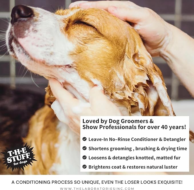 The Stuff Leave-in Dog Conditioner and Detangler Spray | 16oz Ready to Use | Perfect Solution for Managing Matted Dog Hair Dog Detangling and Dematting Spray