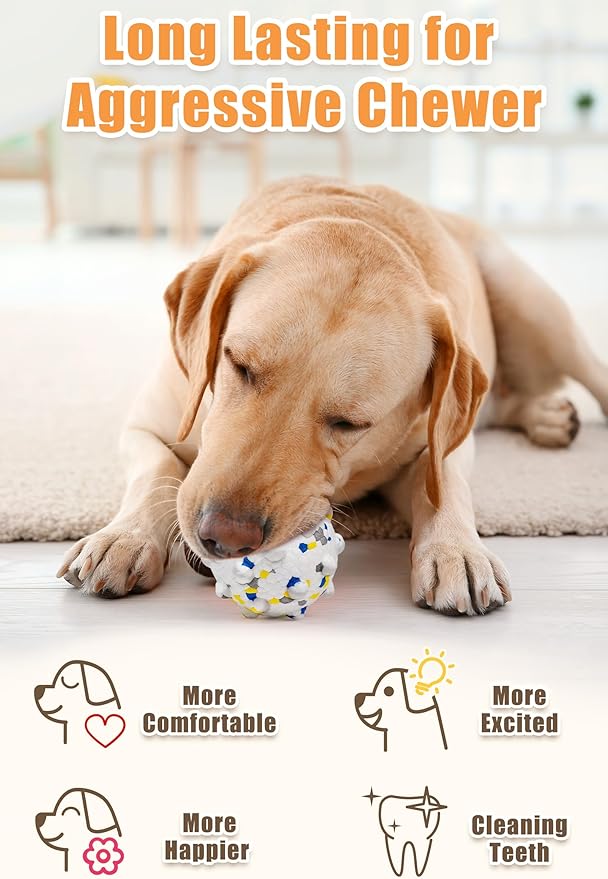 Moonorange 1.96'' Dog Balls for Dogs Aggressive Chewers Indestructible Tennis Durable Bouncy Interactive Dog Toy Balls for Fetch Game Floating Training(White Small)