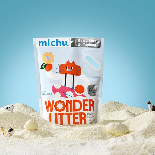 Michu Tofu Cat Litter Natural Clumping Tofu Cat Litter 5.5lb/88oz 5 Scents (Greentea + Wonder Litter, 2 Pack)