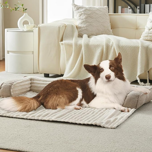 WINDRACING Luxury Dog Couch Bed, Washable Calming Dog Couch Cover, Couch Protector for Dogs, Waterproof Sofa Bed, Pet Bed Mats for Sofa, Pet Sofa Covers (Beige Large 41x37x5inch) 